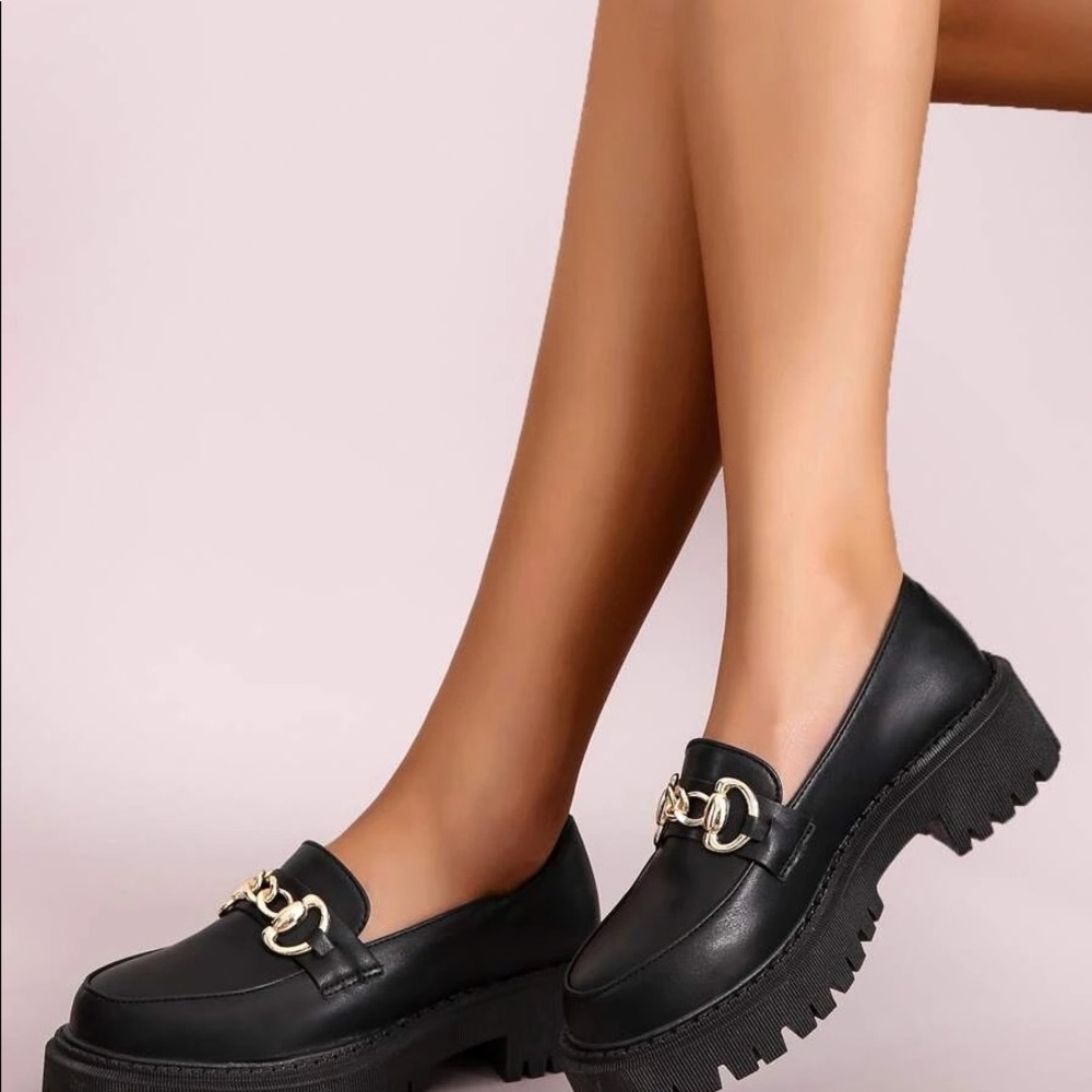Gold loafers